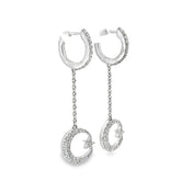 14k White Gold .75ct F VS2 Round Diamond Dangle Moon and Star Earrings